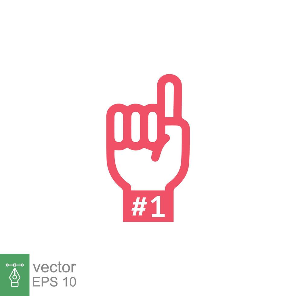 Number 1 foam glove icon. Simple outline style. Fan logo hand with finger up. Thin line vector illustration isolated on white background. EPS 10.