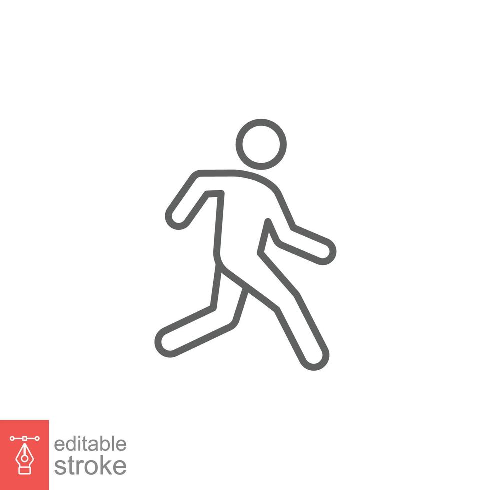 Runner icon. Simple outline style. Man run fast, race, sprint, sport concept. Thin line vector illustration isolated on white background. Editable stroke EPS 10.