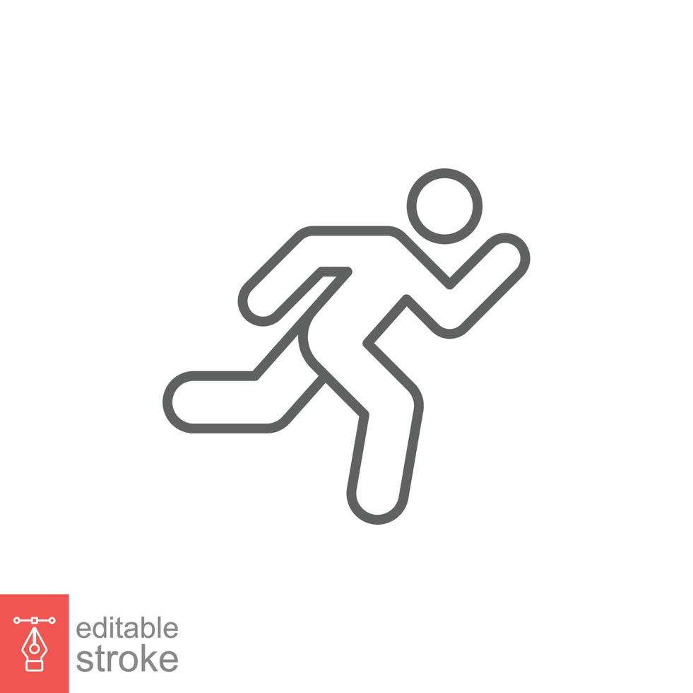 Runner icon. Simple outline style. Man run fast, race, sprint, sport concept. Thin line vector illustration isolated on white background. Editable stroke EPS 10.