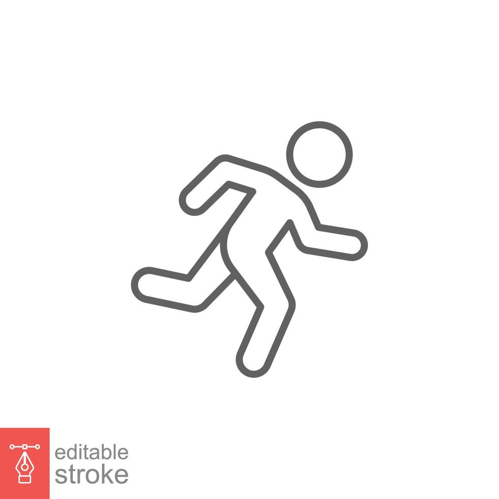 Runner icon. Simple outline style. Man run fast, race, sprint, sport concept. Thin line vector illustration isolated on white background. Editable stroke EPS 10.