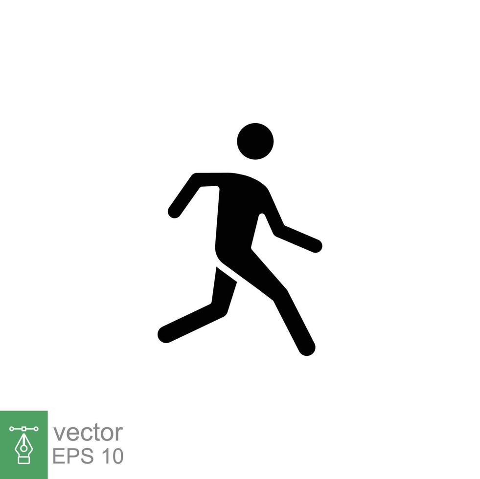 icono de corredor. estilo sólido simple. el hombre corre rápido, carrera, sprint, concepto deportivo. ilustración de vector de glifo aislado sobre fondo blanco. eps 10.