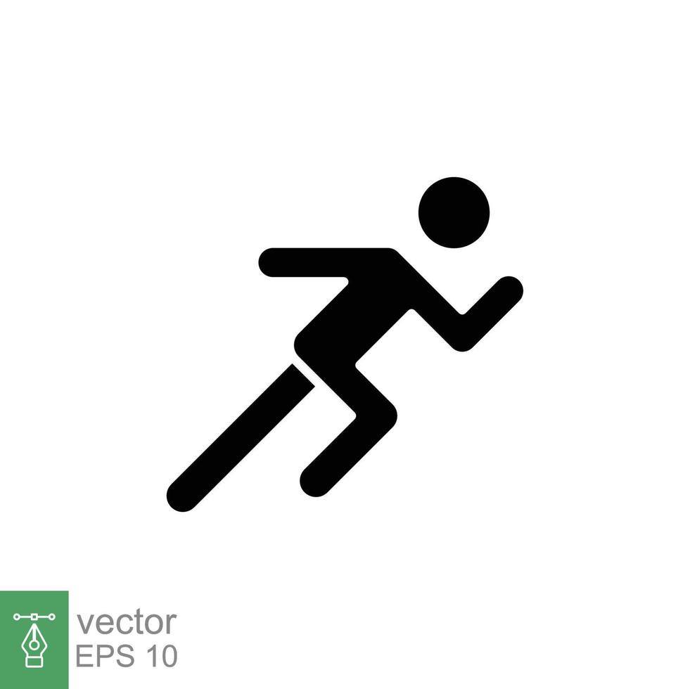 icono de corredor. estilo sólido simple. el hombre corre rápido, carrera, sprint, concepto deportivo. ilustración de vector de glifo aislado sobre fondo blanco. eps 10.