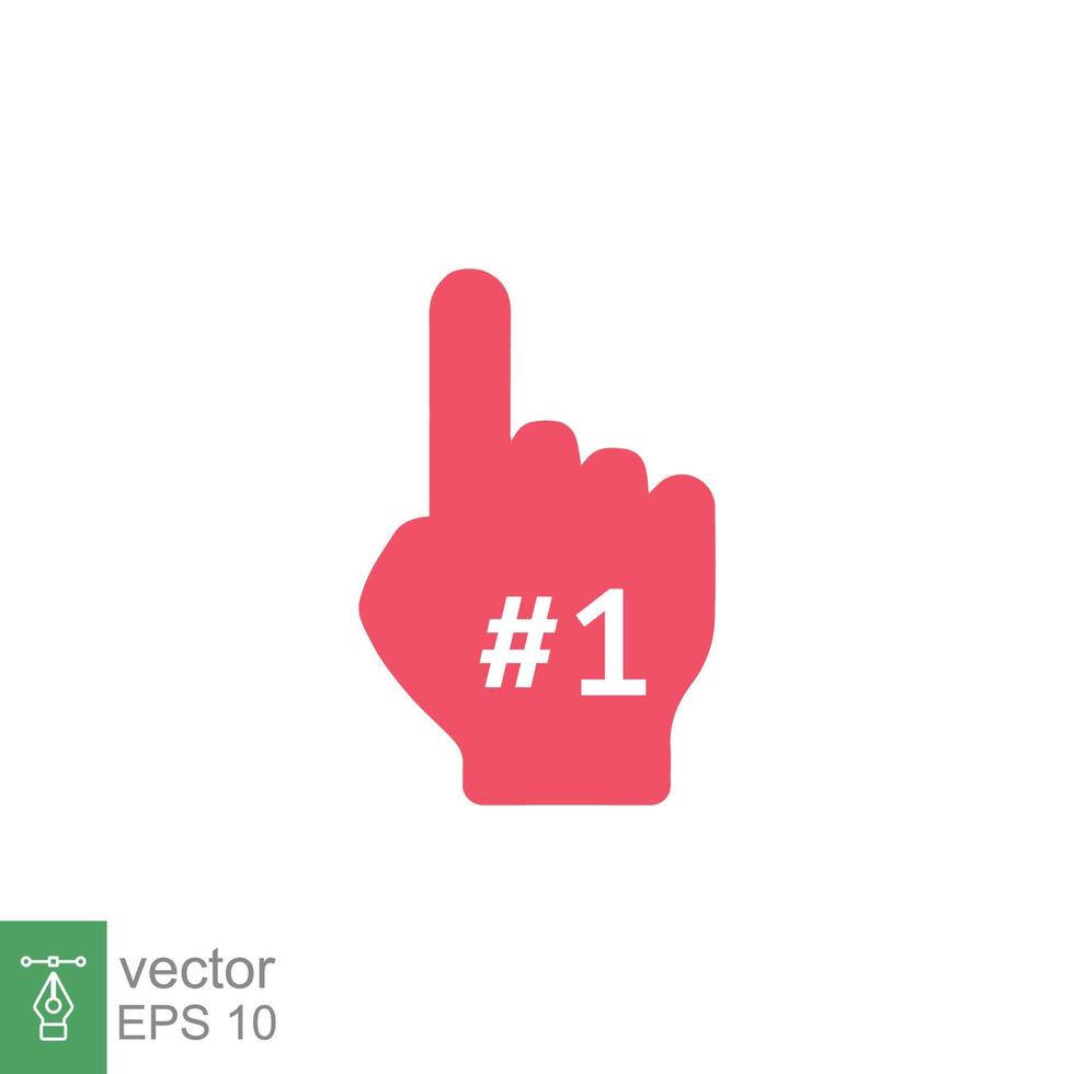 Number 1 foam glove icon. Simple solid style. Fan logo hand with finger up. glyph vector illustration isolated on white background. EPS 10.