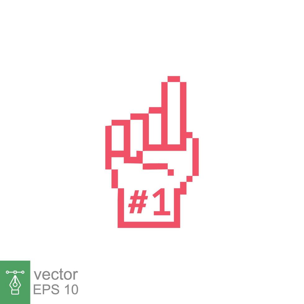 Number 1 foam glove icon. Simple outline style. Fan logo hand with finger up. Thin line vector illustration isolated on white background. EPS 10.