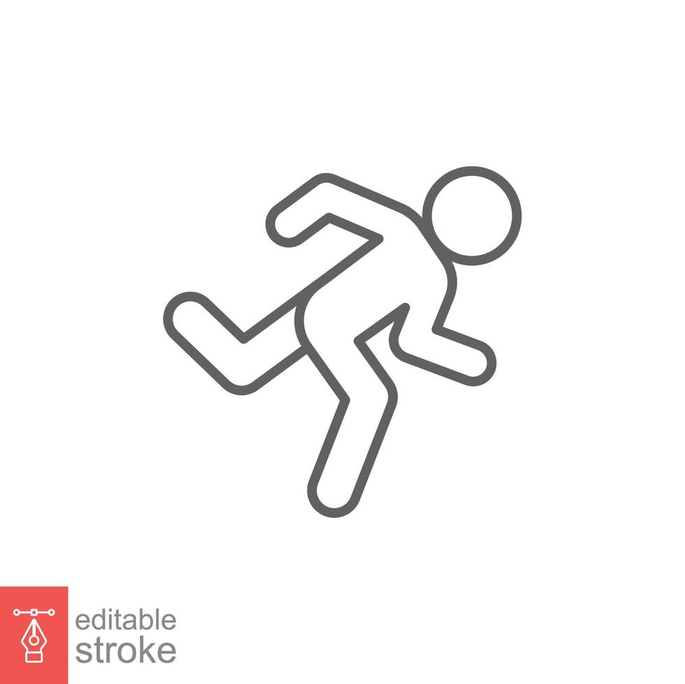 Runner icon. Simple outline style. Man run fast, race, sprint, sport concept. Thin line vector illustration isolated on white background. Editable stroke EPS 10.