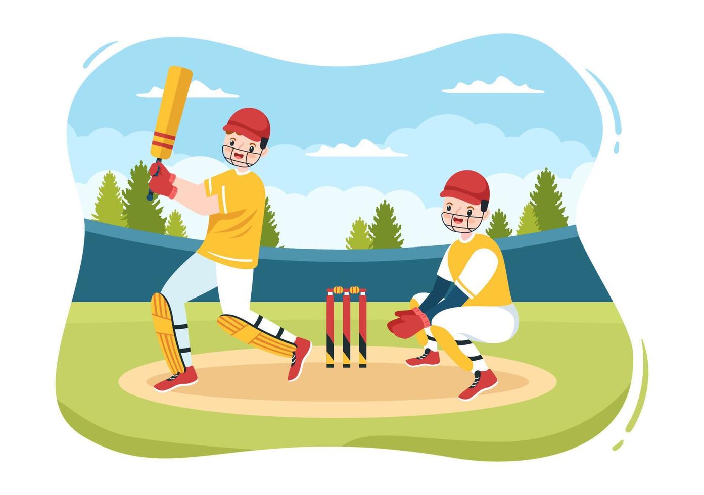 Batsman Playing Cricket Sports with Ball and Stick in Flat Cartoon Field Background Illustration 9952502 Vector Art at Vecteezy Batsman Playing Cricket Sports with Ball and Stick in Flat Cartoon Field Background Illustration 9952502 Vector Art at Vecteezy
