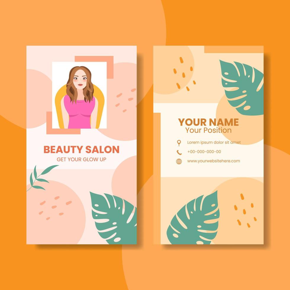 Beauty Salon Card Vertical Template Flat Cartoon Background Vector Illustration