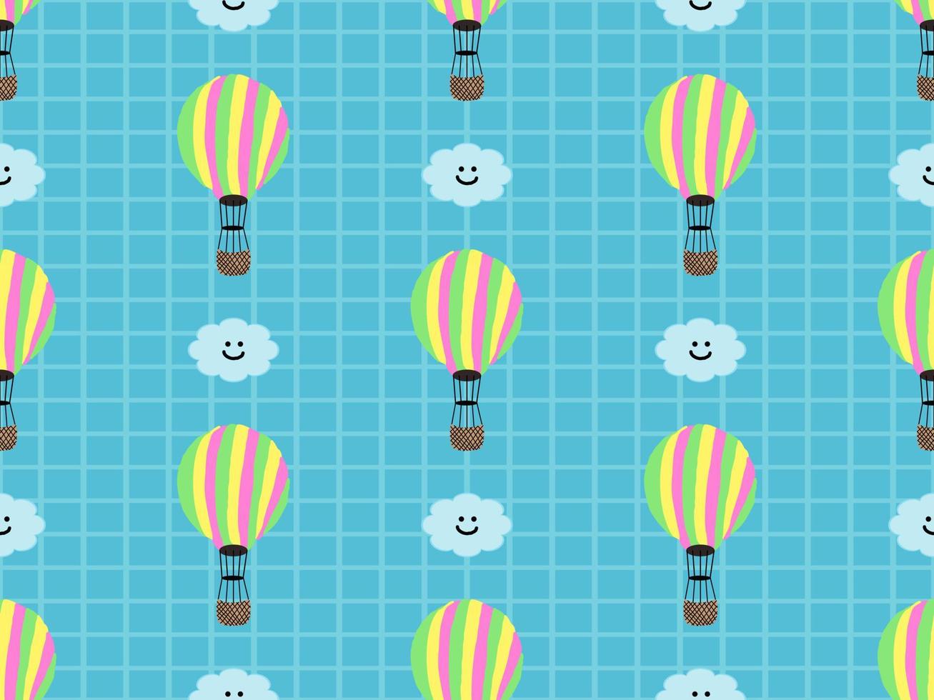 Balloon cartoon character seamless pattern on blue background. vector
