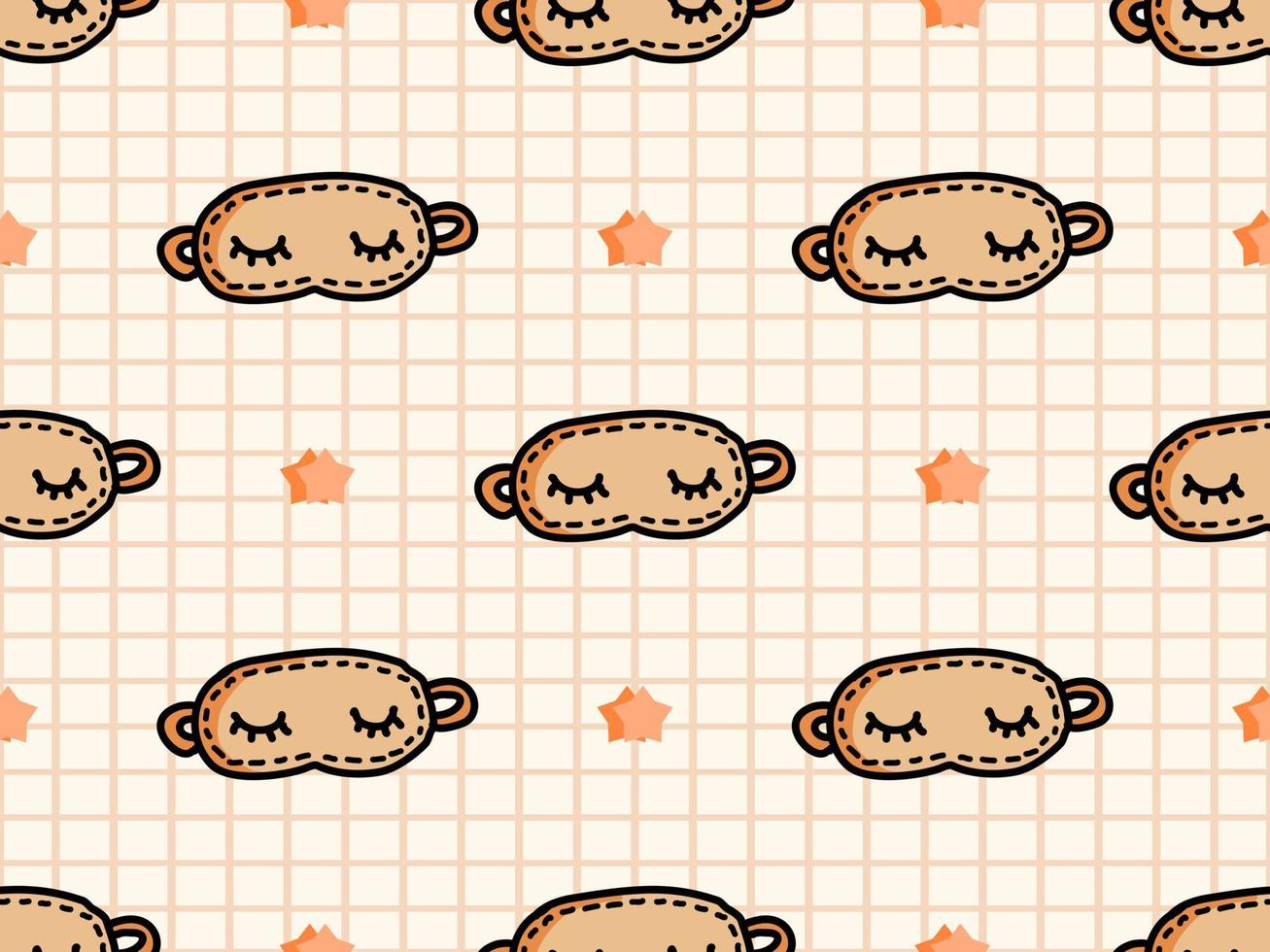 Sleep cartoon character seamless pattern on yellow background. Pixel style vector