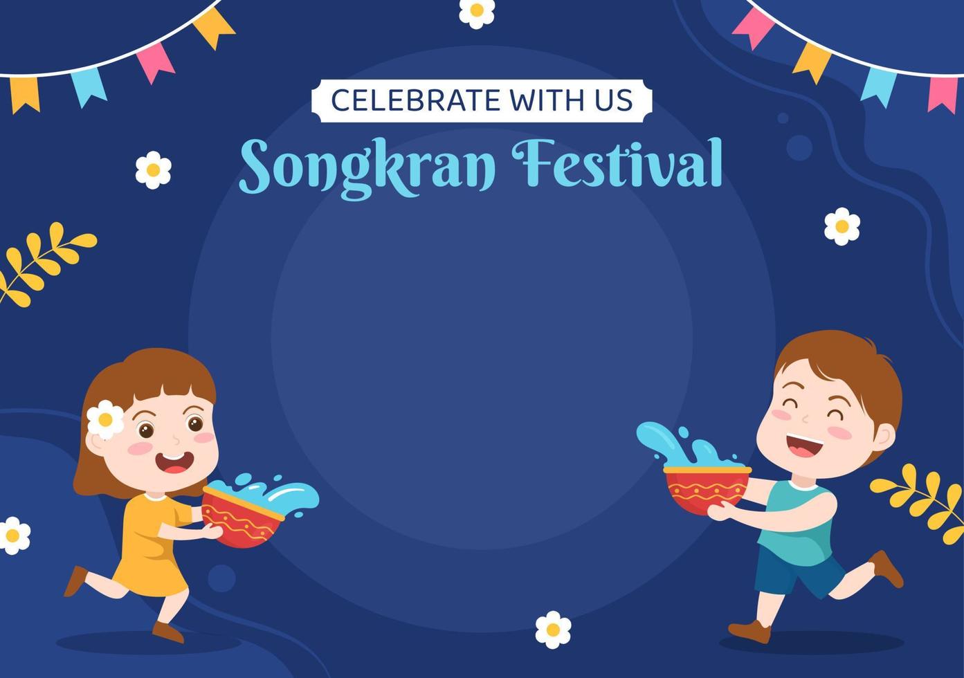 Songkran Festival Day Background Template Cartoon Vector Illustration