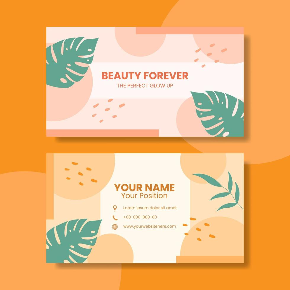 Beauty Salon Card Horizontal Template Flat Cartoon Background Vector Illustration