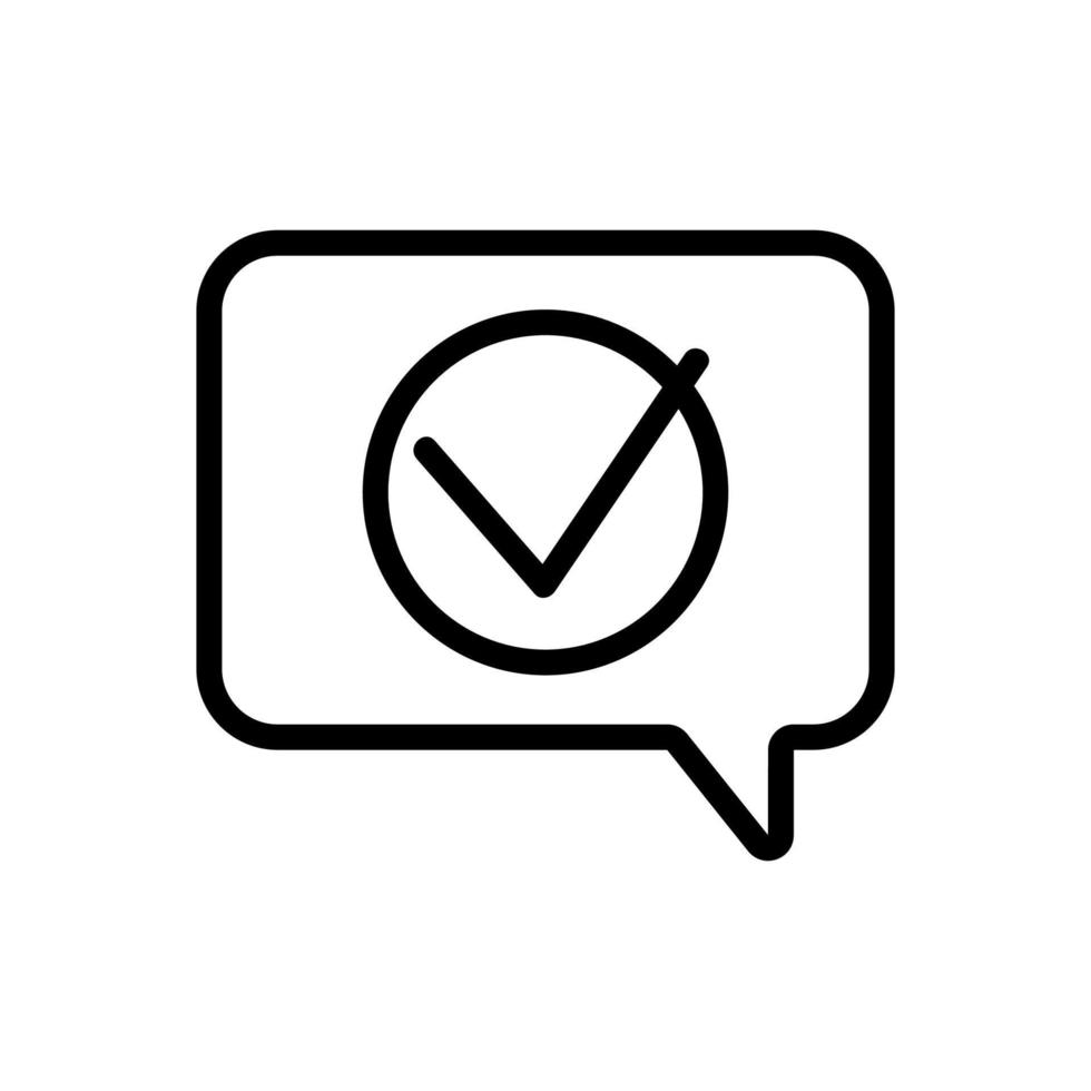 accept mark in quote frame icon vector outline illustration