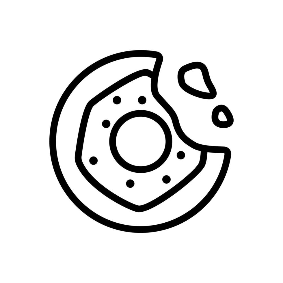 bitten donut with crumbs icon vector outline illustration