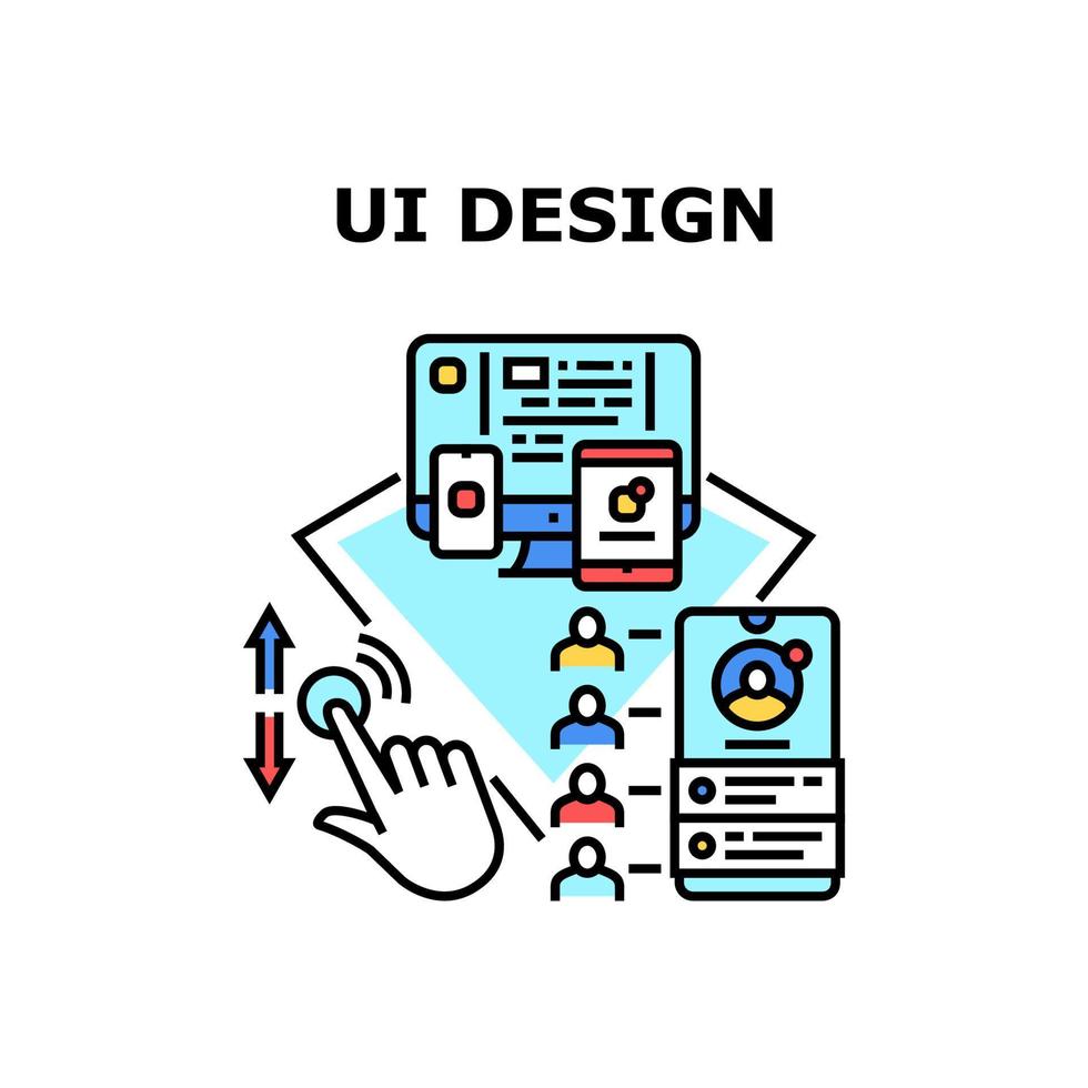 ilustración de color de concepto de vector de dispositivo de diseño de interfaz de usuario