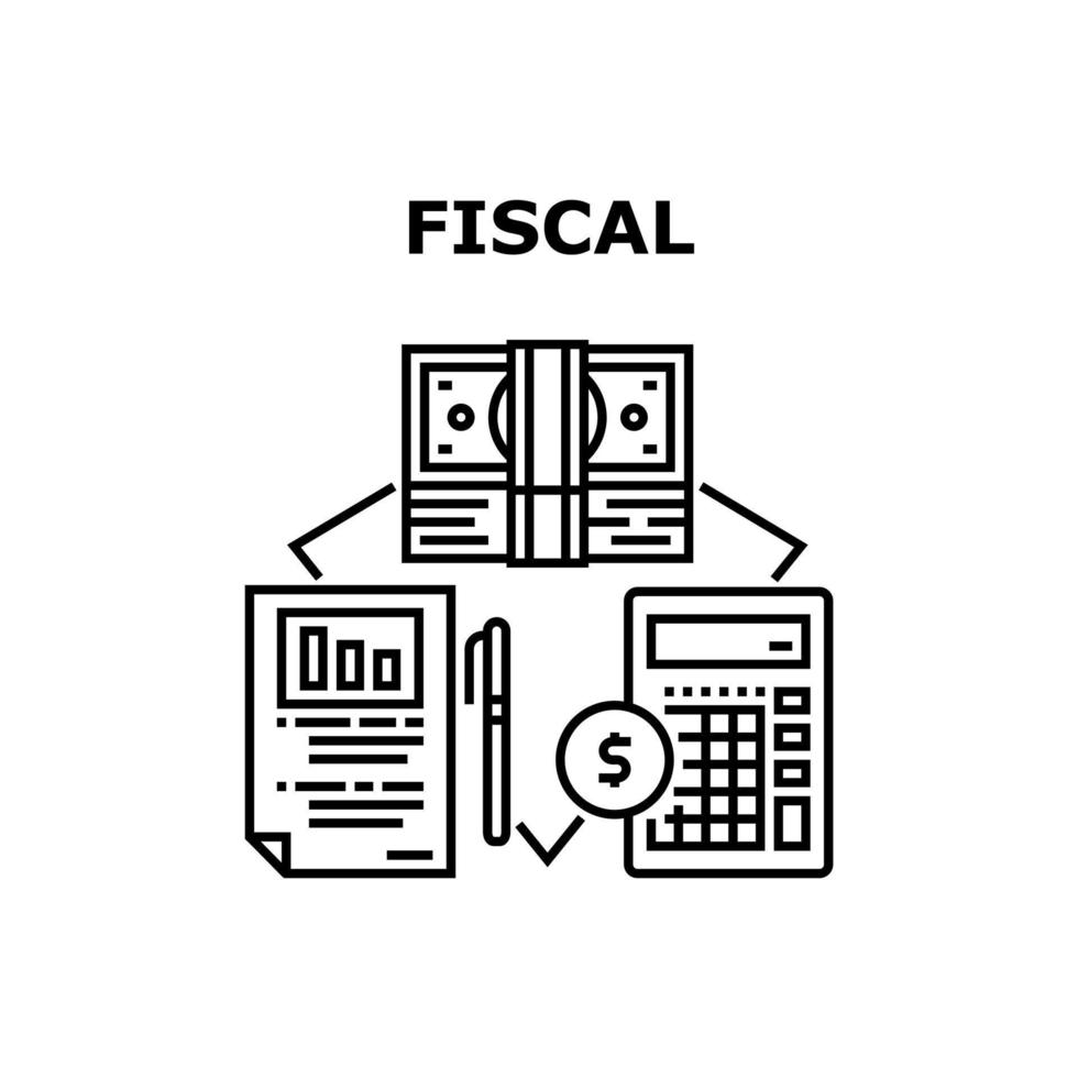 Fiscal Finance Vector Concept Black Illustration