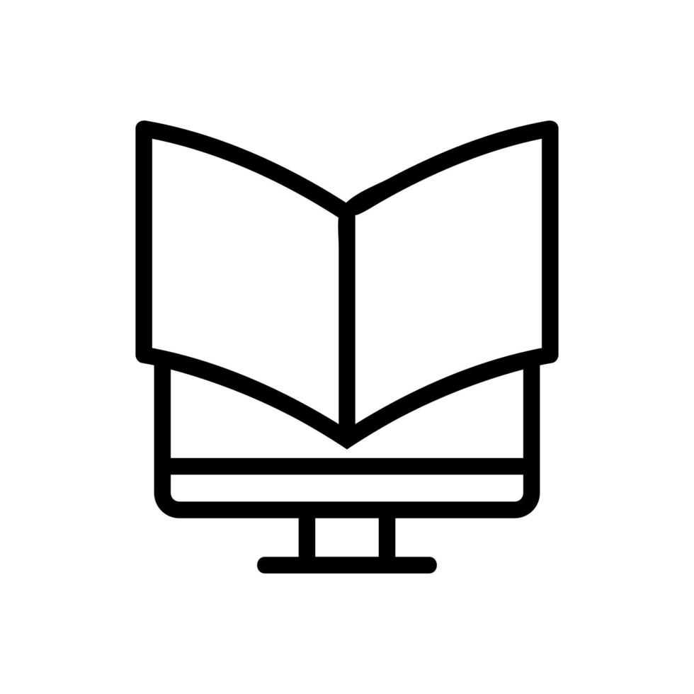 reading on the computer icon vector outline illustration