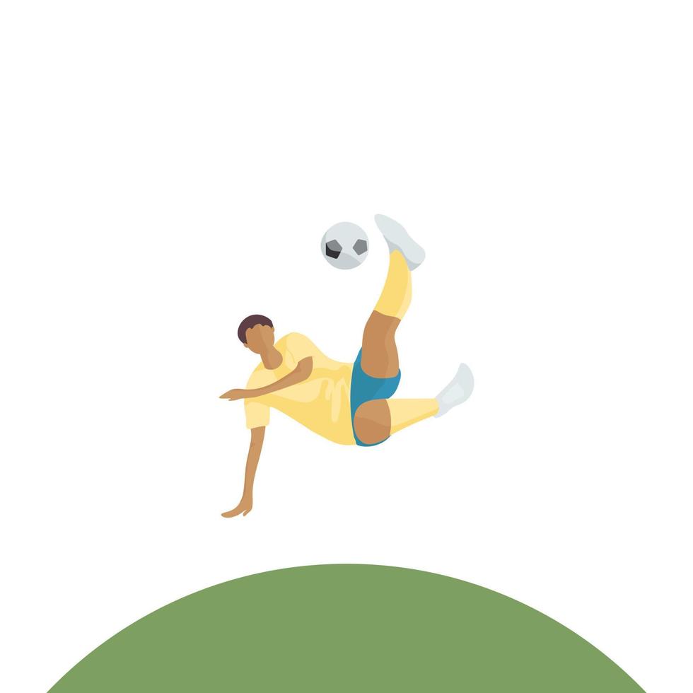 A football player hits the ball. Vector illustration.