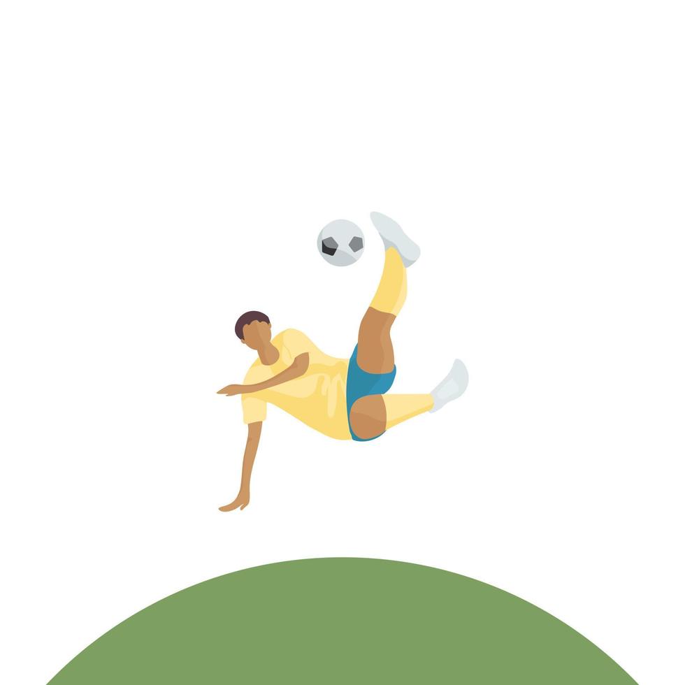 un jugador de fútbol golpea la pelota. ilustración vectorial vector