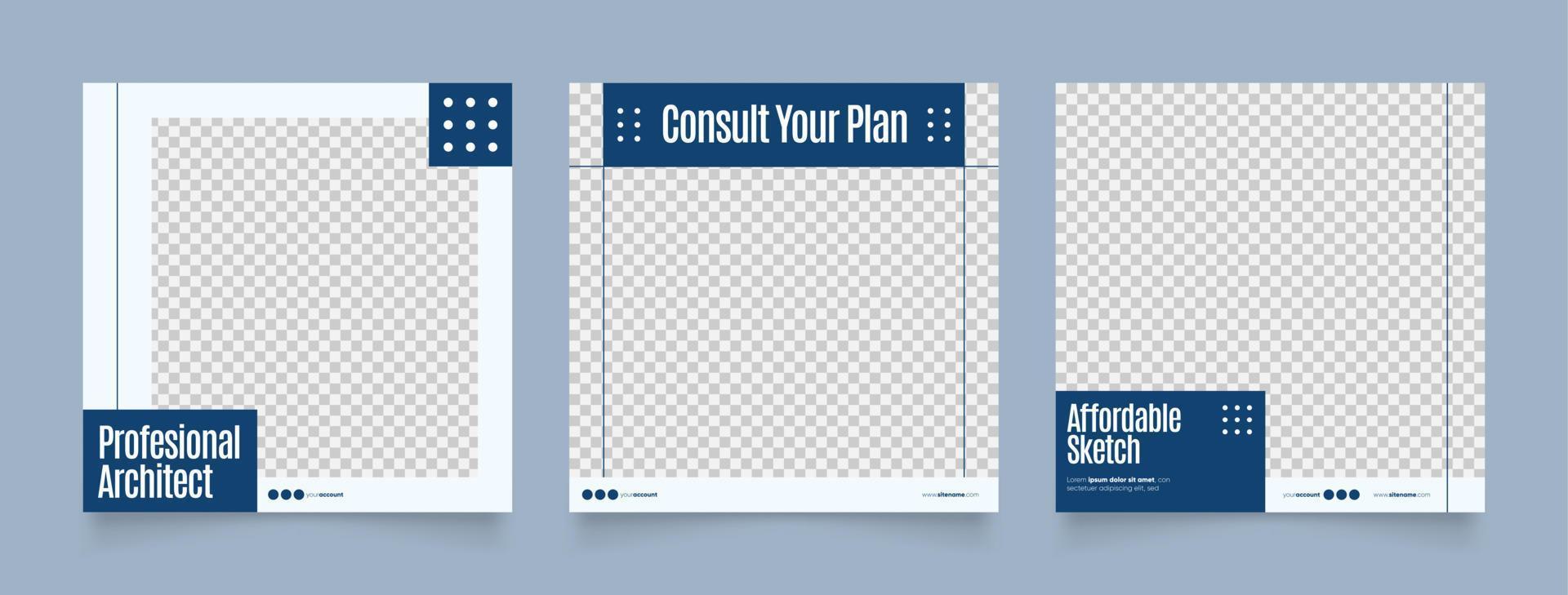 social media template banner house architecture service promotion vector