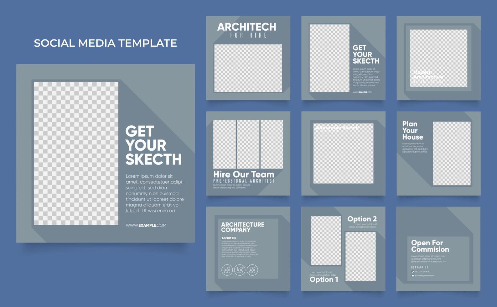 social media template banner house architecture service promotion vector