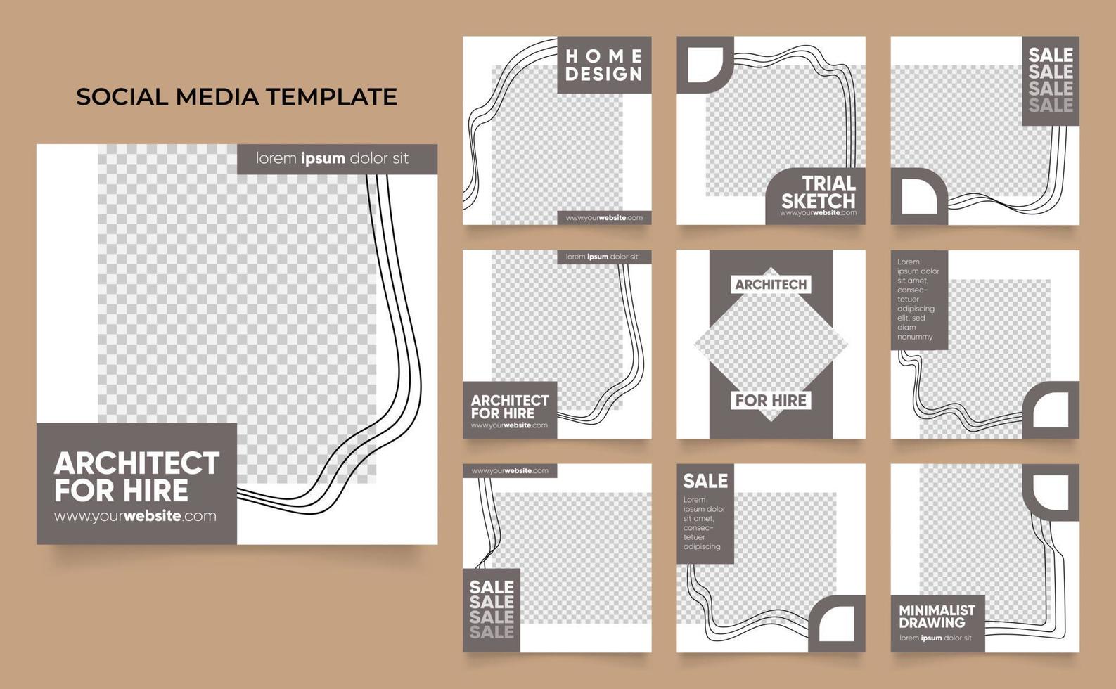 social media template banner house architecture service promotion vector