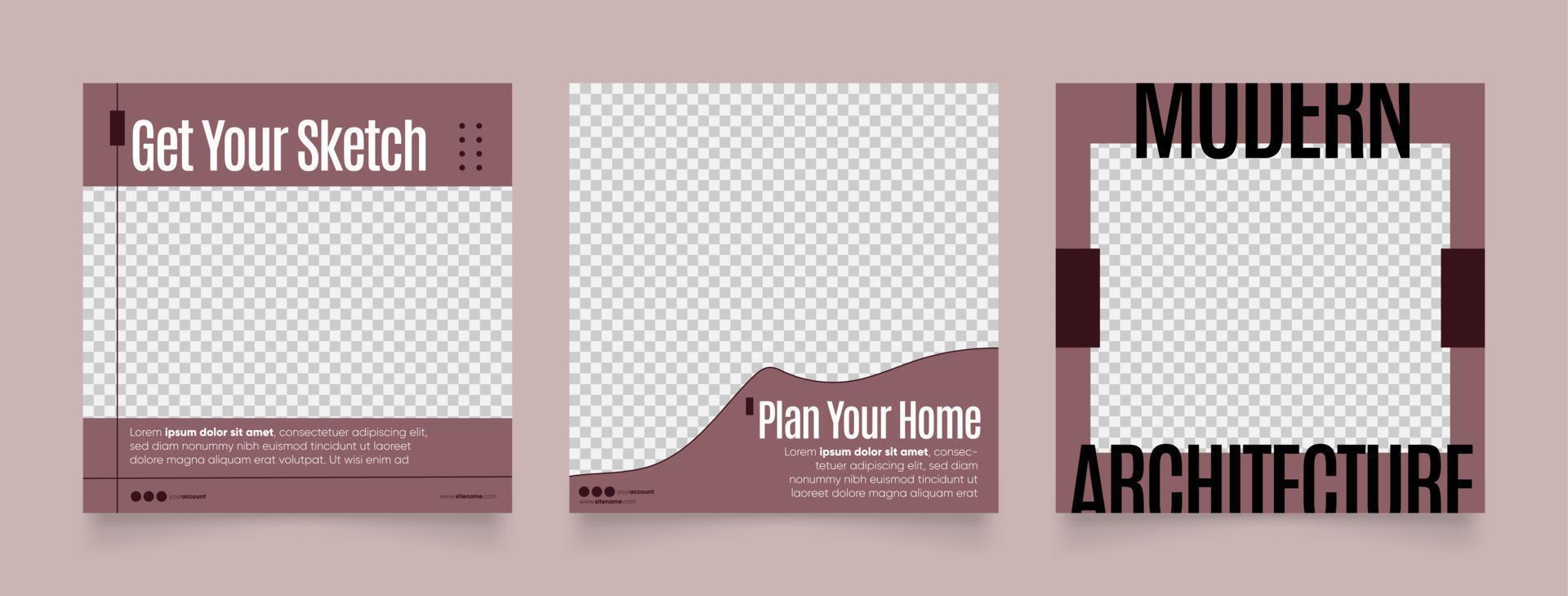 social media template banner house architecture service promotion vector