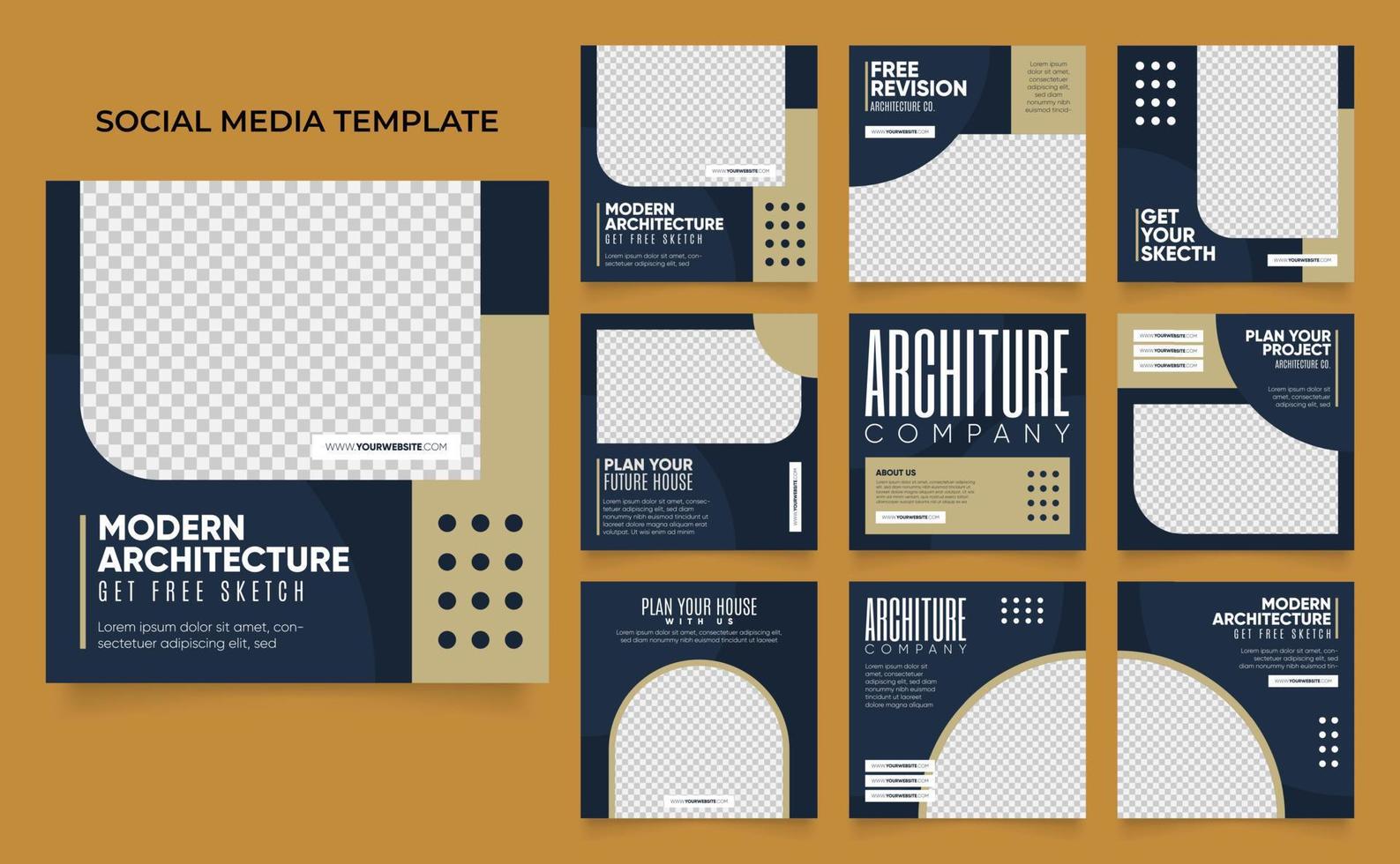 social media template banner house architecture service promotion vector