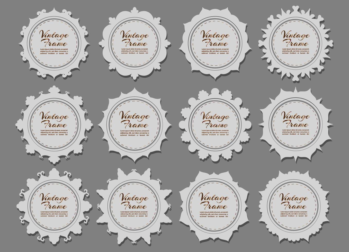 Decorative label frames. Vintage ornate labels sale stickers Vector symbol set