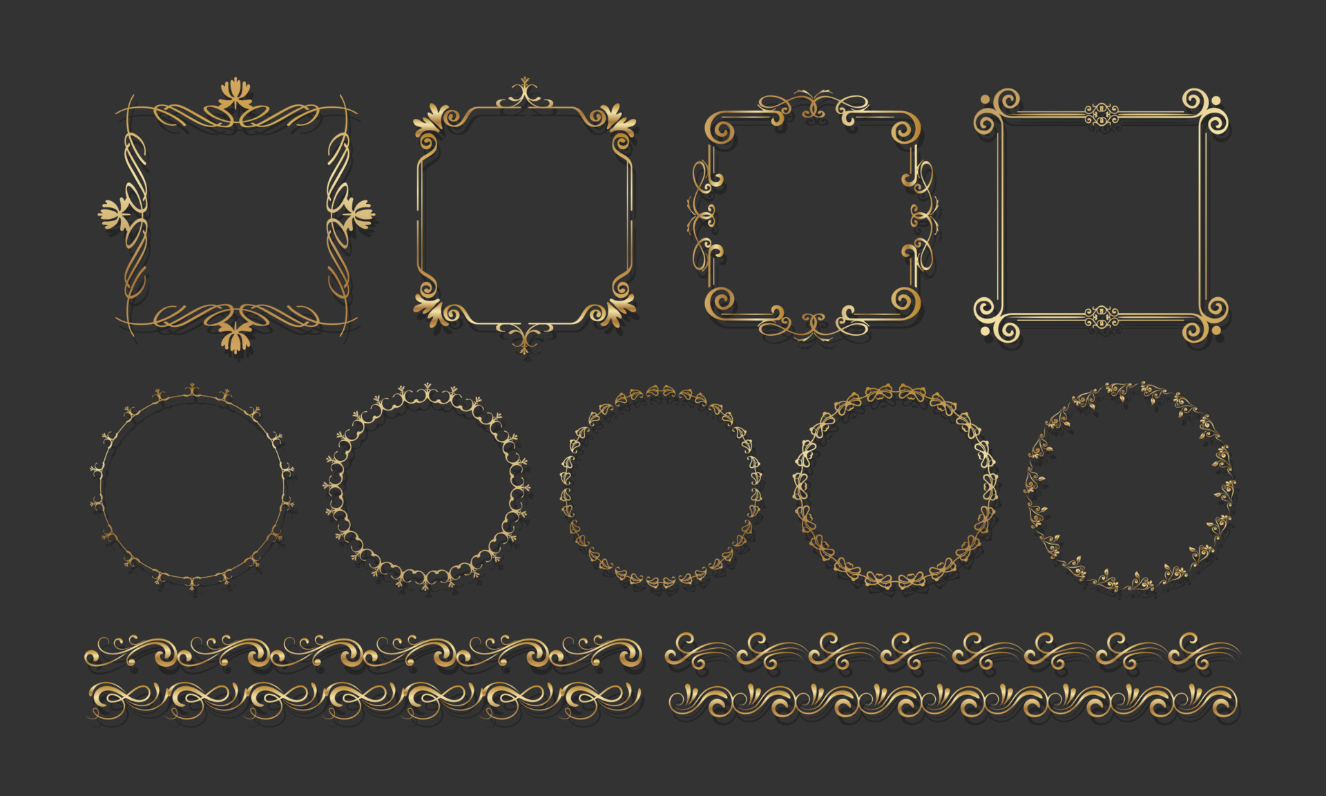 Calligraphic golden letters vintage elegant gold Vector Image