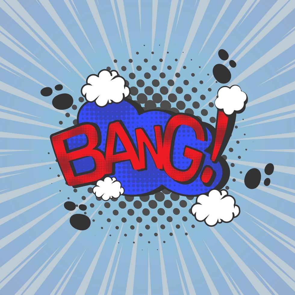 bubble bang comic text, cartoon style pop art, vector