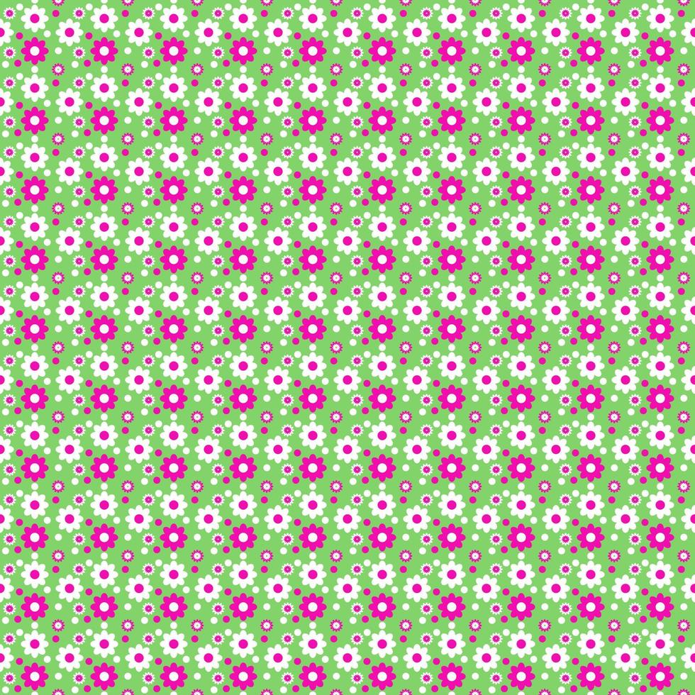 White and purple flower seamless pattern on green background.eps vector