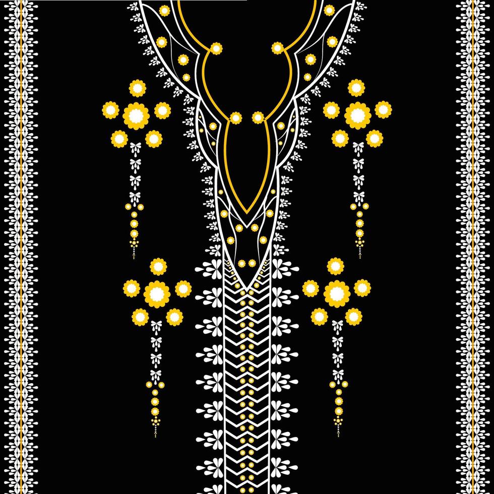 traditional geometric ethnic embroidered neckline pattern design vector