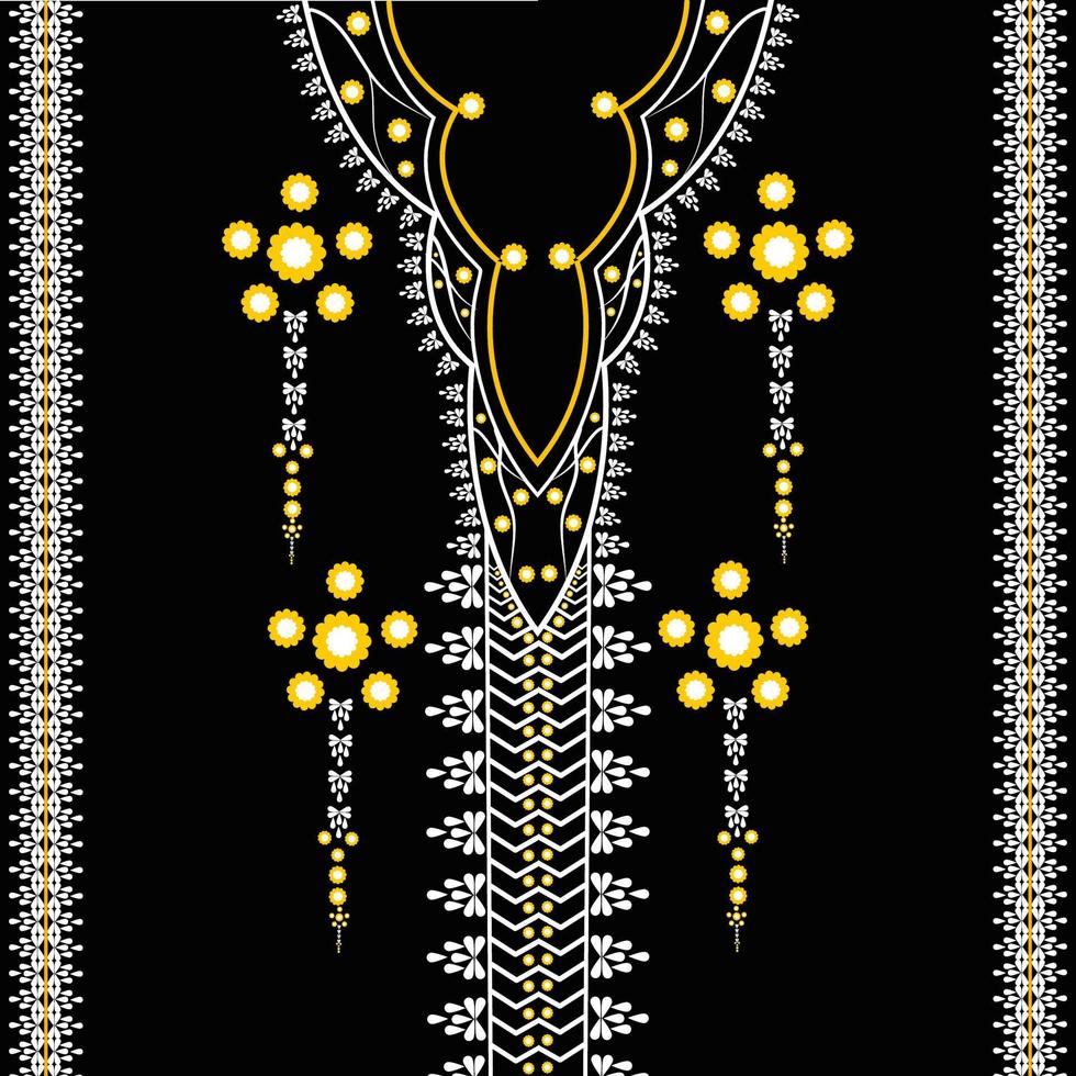 traditional geometric ethnic embroidered neckline pattern design vector