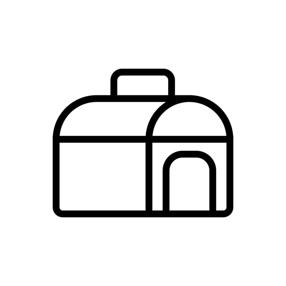 ilustración de contorno de vector de icono de caseta de perro portátil semicircular