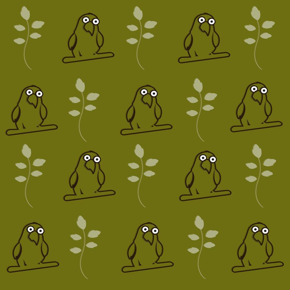 green background with line art style bird drawing. vector