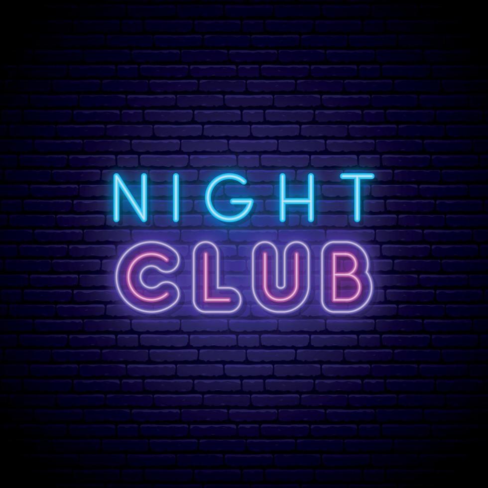 Night Club neon signboard. Glowing neon Night Club emblem. vector