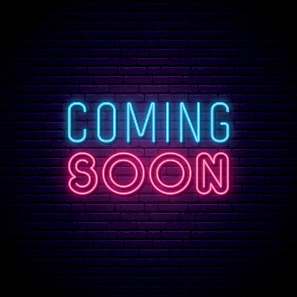 Coming Soon neon sign. vector