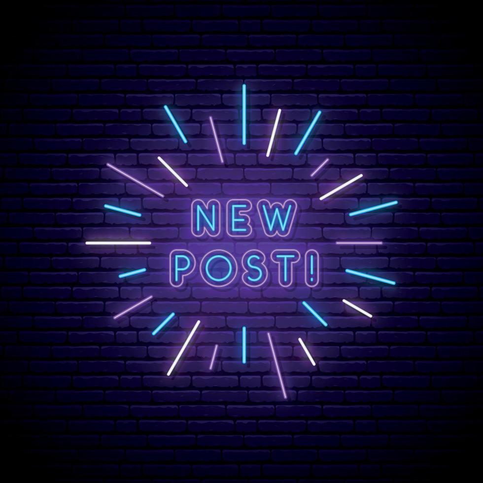 New post neon signboard. vector