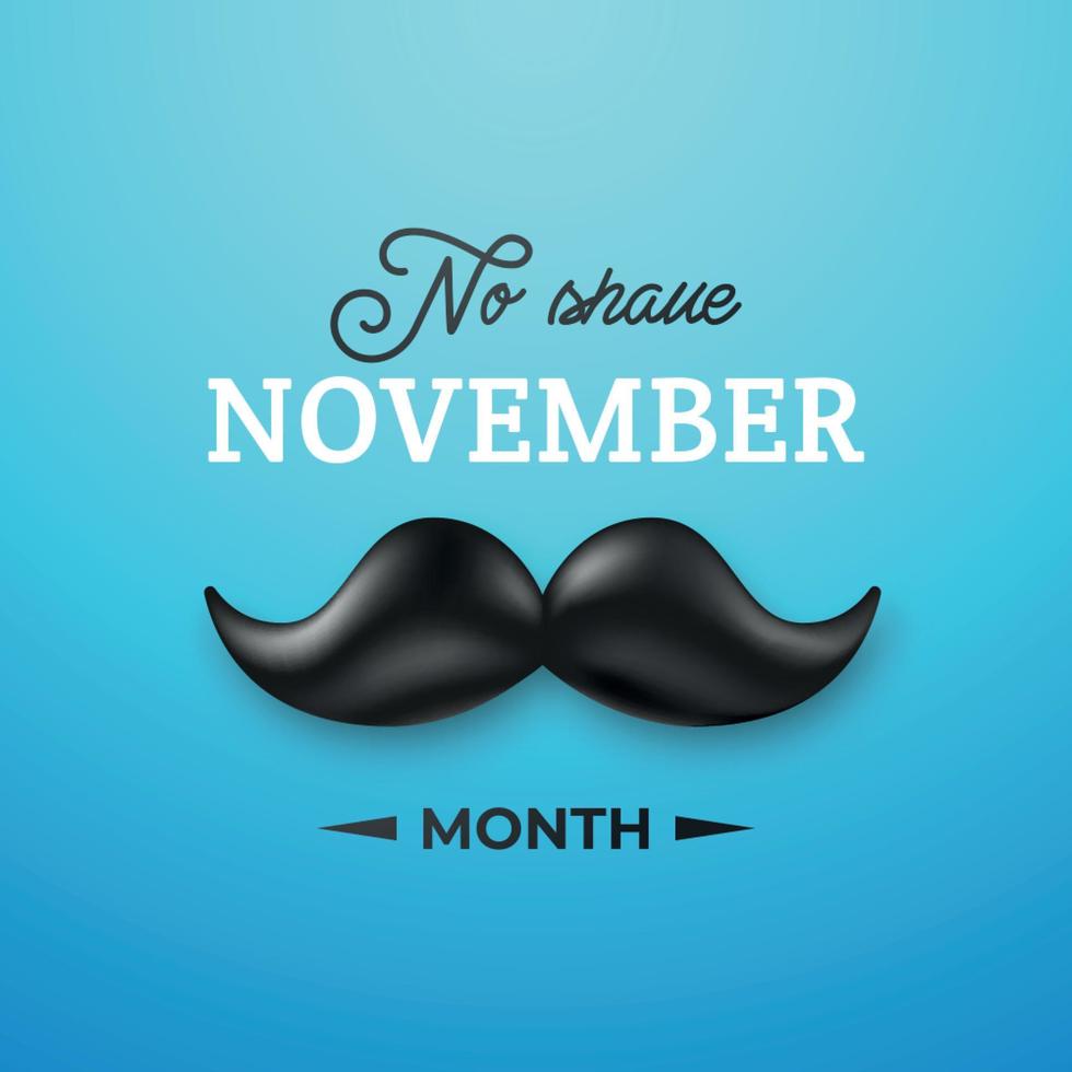 Vector design with shiny black mustache for No shave November month.