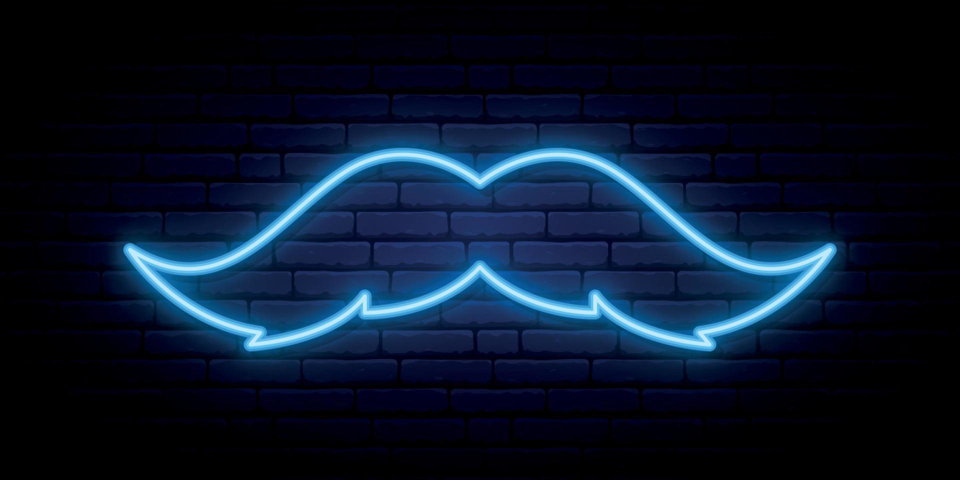 Neon mustache sign. vector