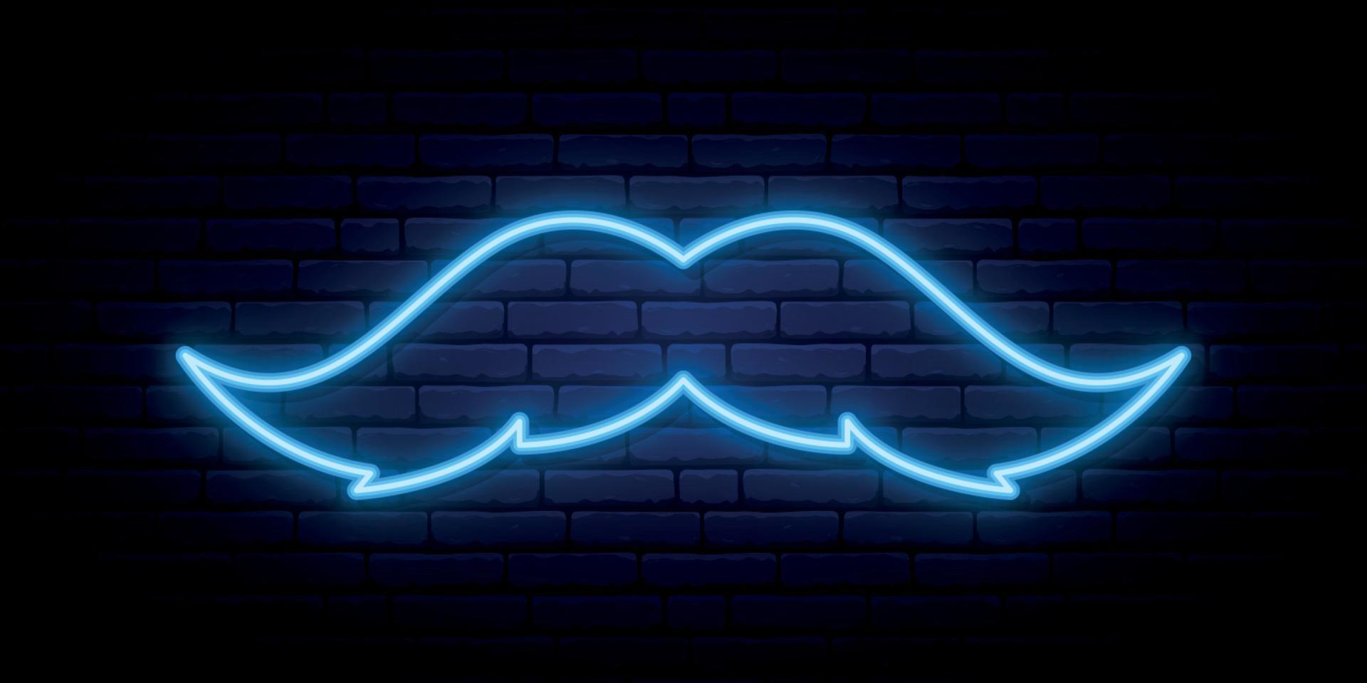 Neon mustache sign. vector