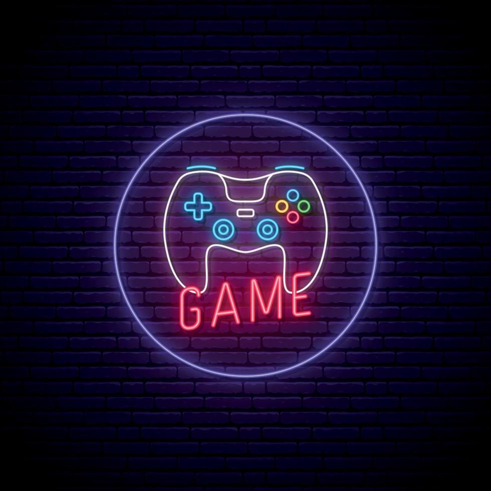 Neon Game signboard. vector