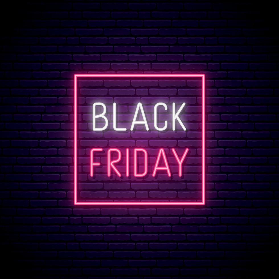 Black Friday Sale neon signboard. vector