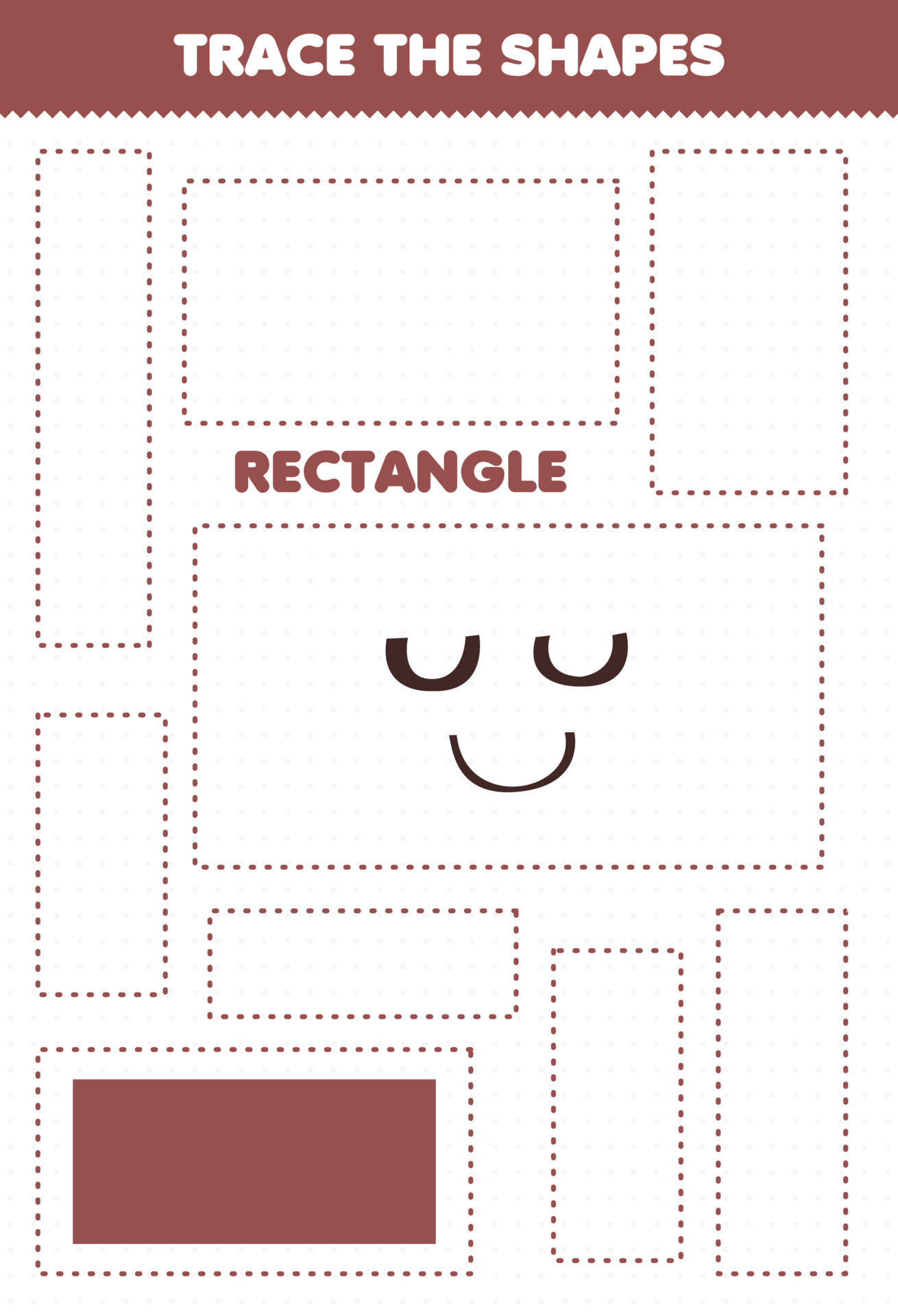 Education game for children trace the shapes rectangle printable