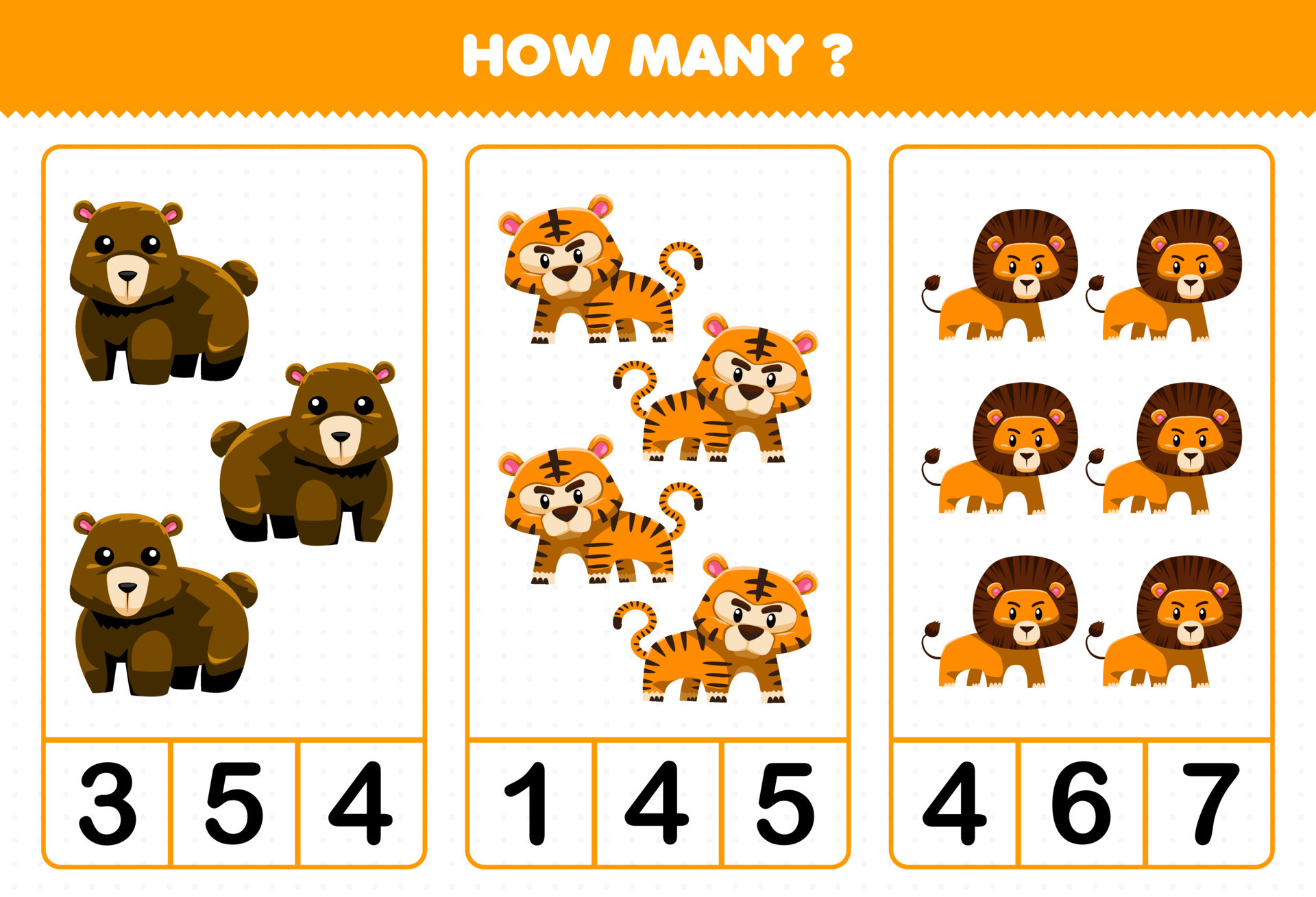 Education game for children count how many cute cartoon key