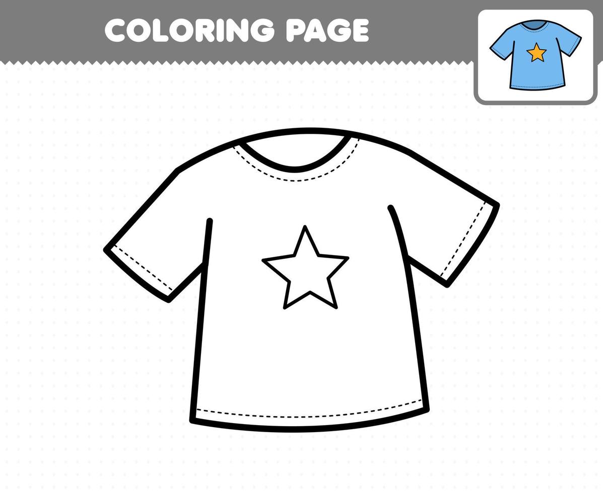 juego educativo para niños página para colorear dibujos animados ropa  ponible camiseta hoja de trabajo imprimible 9954741 Vector en Vecteezy