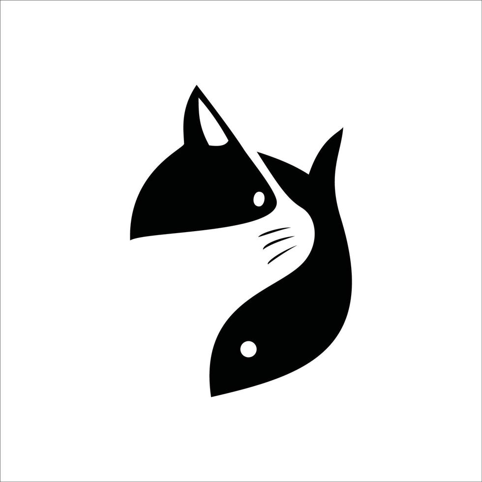 plantilla de logotipo de gato y pescado para el negocio de alimentos para mascotas. signo y símbolo de mascota. vector