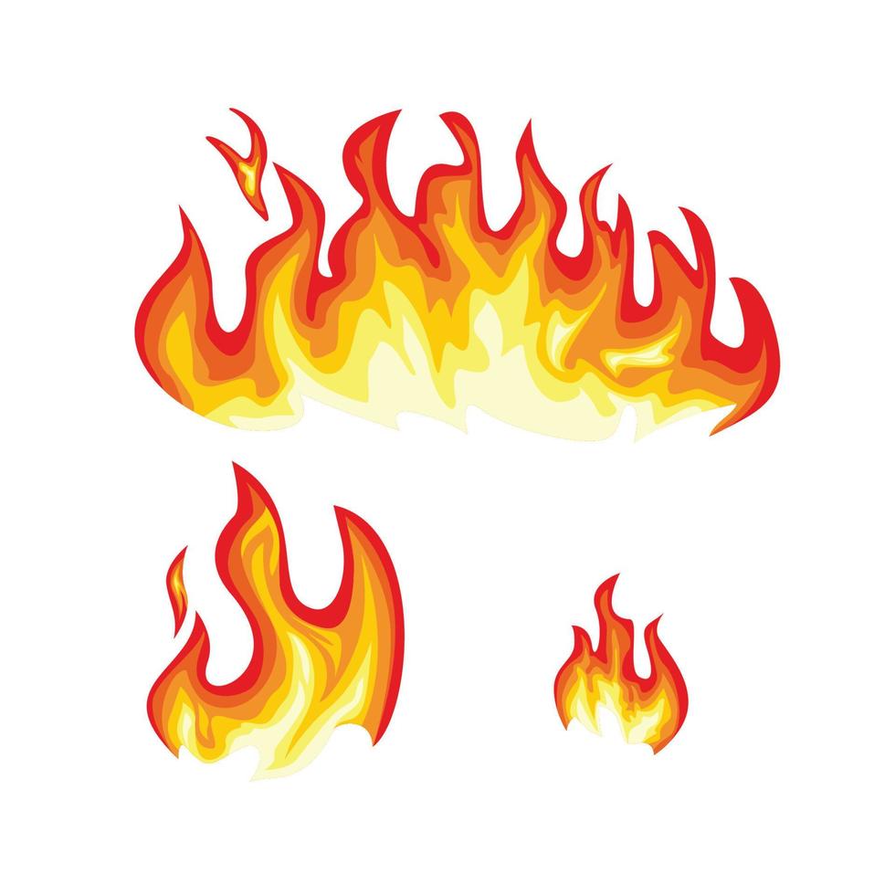 conjunto de ilustración de vector de fuego. signo y símbolo de objeto de calor.