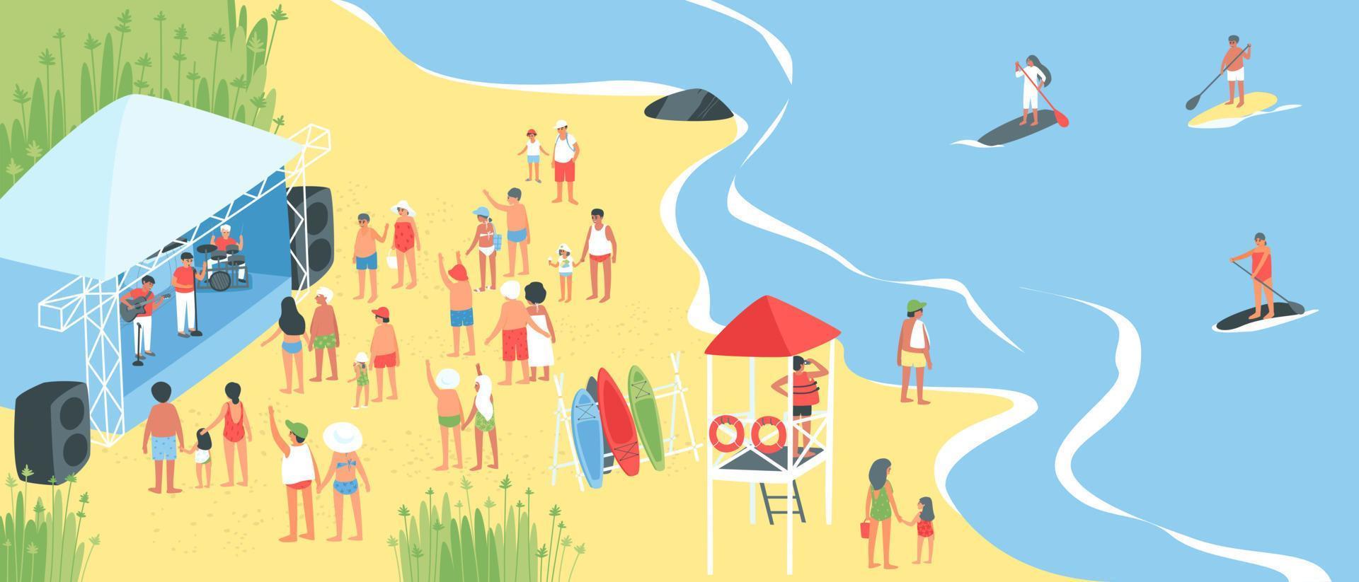 Surf picnic vacation by the sea vector