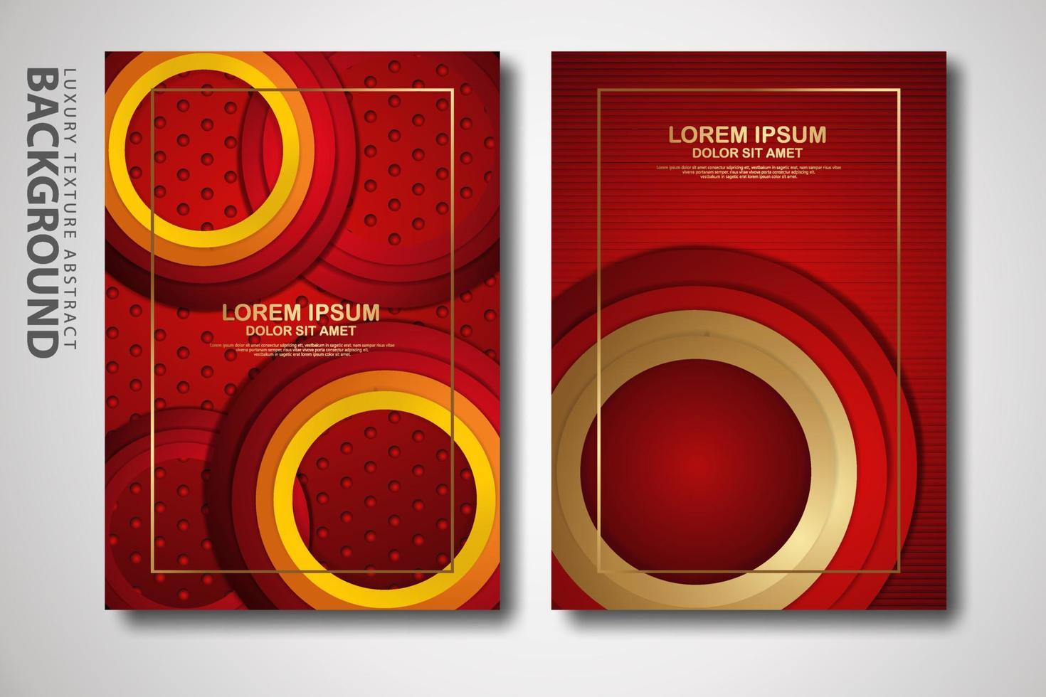 Vector two set of cover design template with luxury and elegant wave, circle and overlap layers background with glitters effect. Realistic textured on background